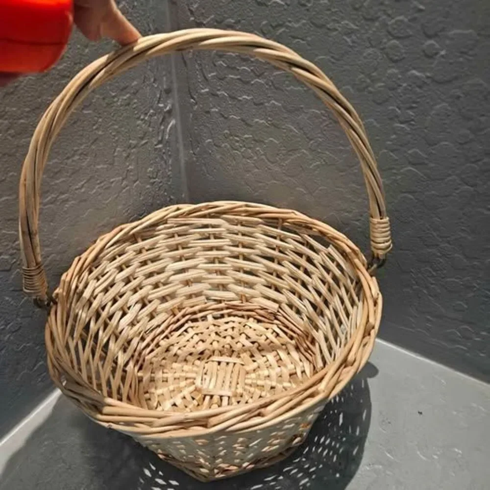 Woven Wicker Basket with Handle